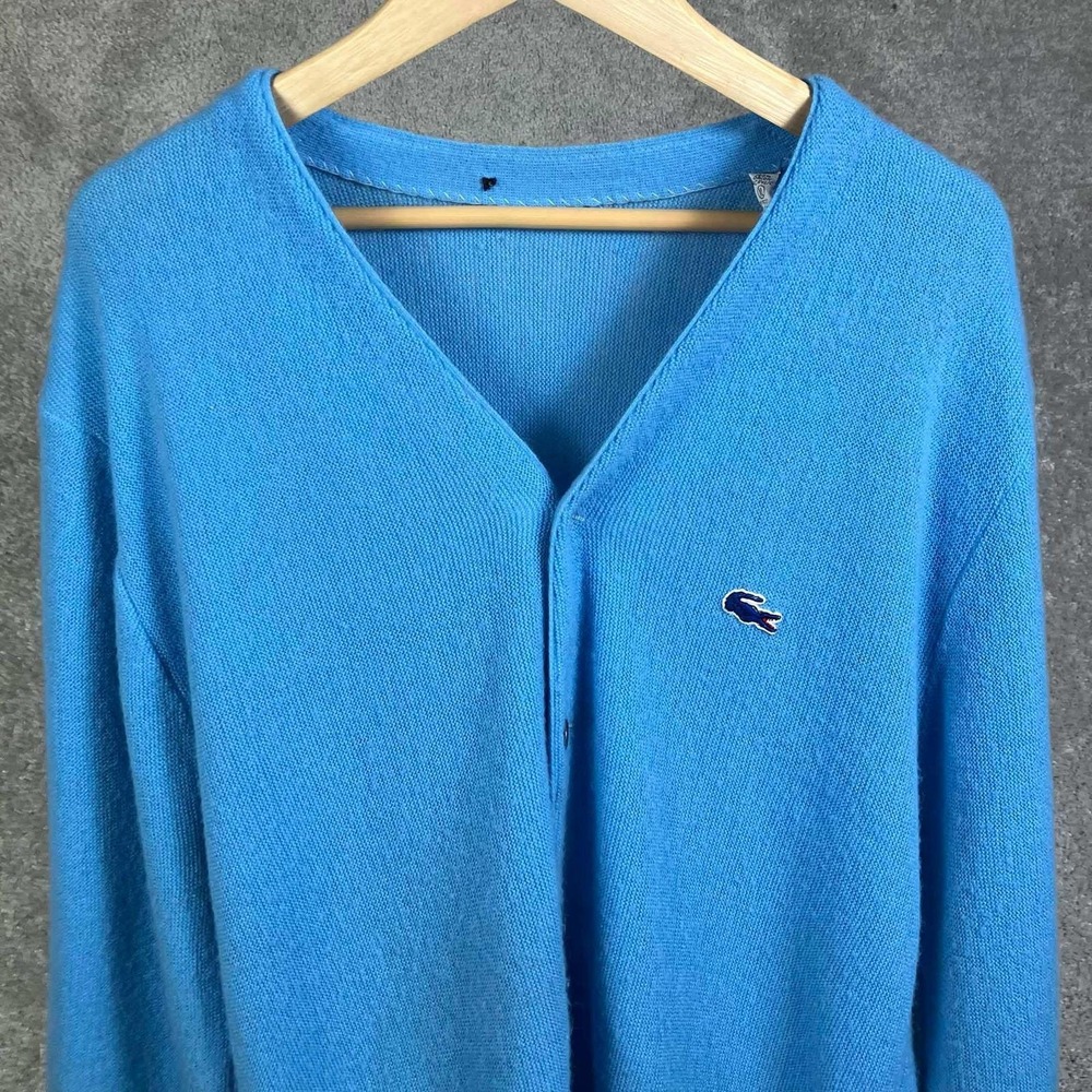 Vintage Lacoste Cardigan Sweater Mens XL Blue Izod Orlon Acrylic V-Neck 80s